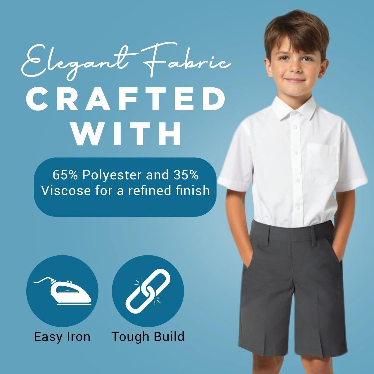 Boys School Adjust Waist Uniform Short Pants Grey 2 to 14 Years Pocket