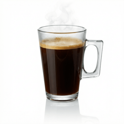 Set of 6 Latte Glasses, Latte Mugs 240 ml Temperature Resistant - Stylish Latte Cups Hot Drink Cafe Mugs - Ideal for Ice Cream Latte, Cappuccino & Hot Chocolate - Transparent