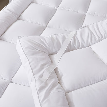 10cm Hotel Quality Mattress Topper 4 Inch Deep Filling, Super Soft with Elasticated Straps In Single, Small Double (4ft), Double, King, Super King UK Bed Size, Local Warehouse