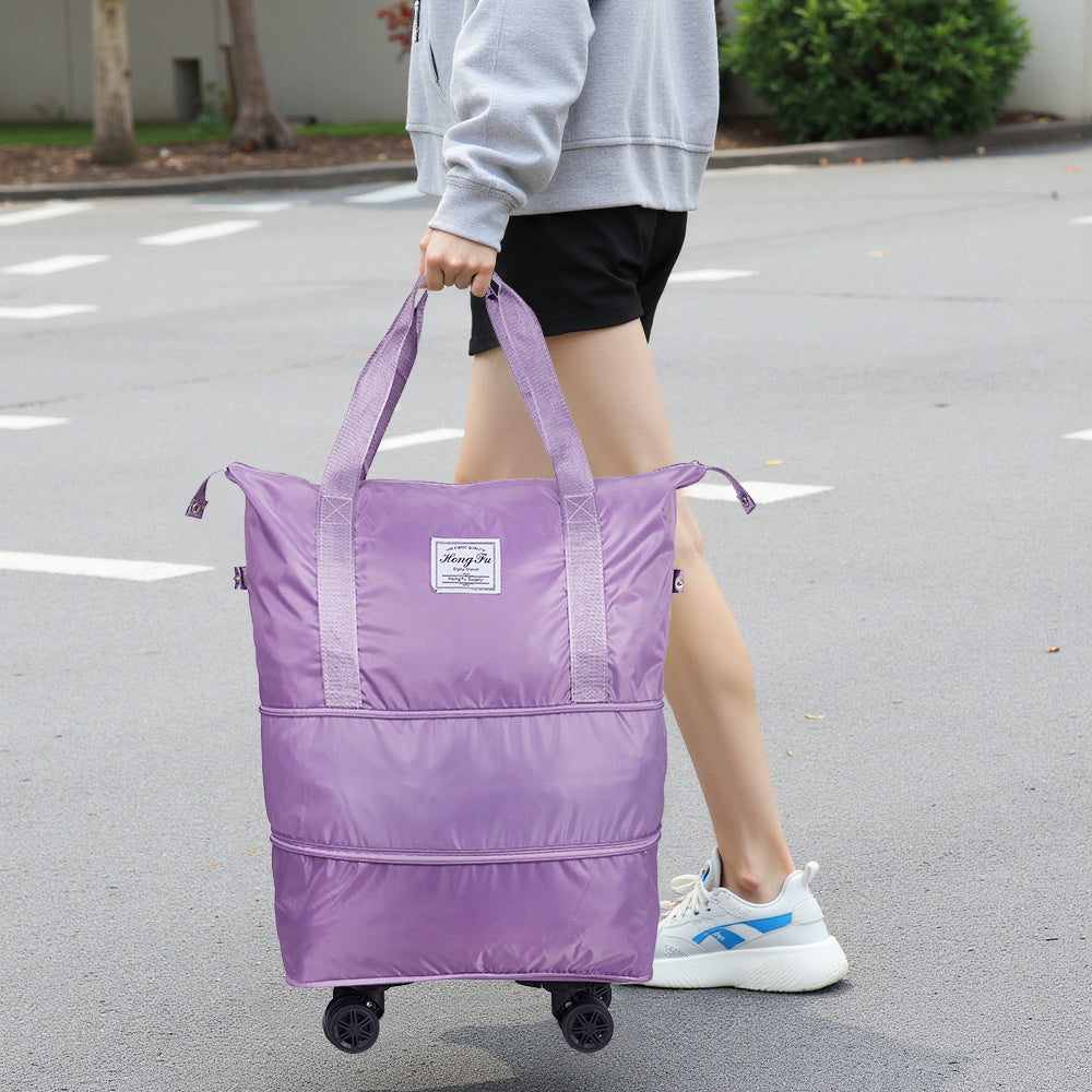 Travel Bag with Detachable Wheels, Expandable Duffel Bags for Women, Foldable Rolling Duffle Bag with Wheels, Carry on Luggage, Gift for Men Women Suitcases