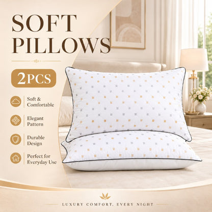 2pcs Ultra Soft Bed Pillows, Sleeping Pillows, Star Embroidery Design, Vacuum Sealed Compressed Pack, Skin-Friendly & Breathable, Machine Washable All-Season Bedding, Perfect for Bedroom, Guest Room & Hotel Use