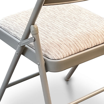 Folding Chair Fabric Padded Steel Frame Set of 2 Foldable Back Rest Seat Home Garden Office Bedroom Events Grey No Assembly