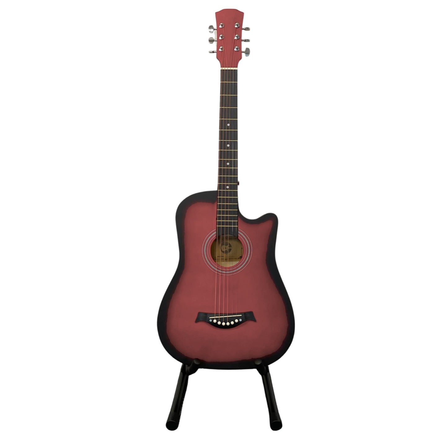 38" Full Size Cutaway Acoustic Guitar with Steel Strings & Carry Bag Hardwood Finish Classical Style Guitar for Beginners & Practice (Black/Blue/Coffee//Natural/Red)