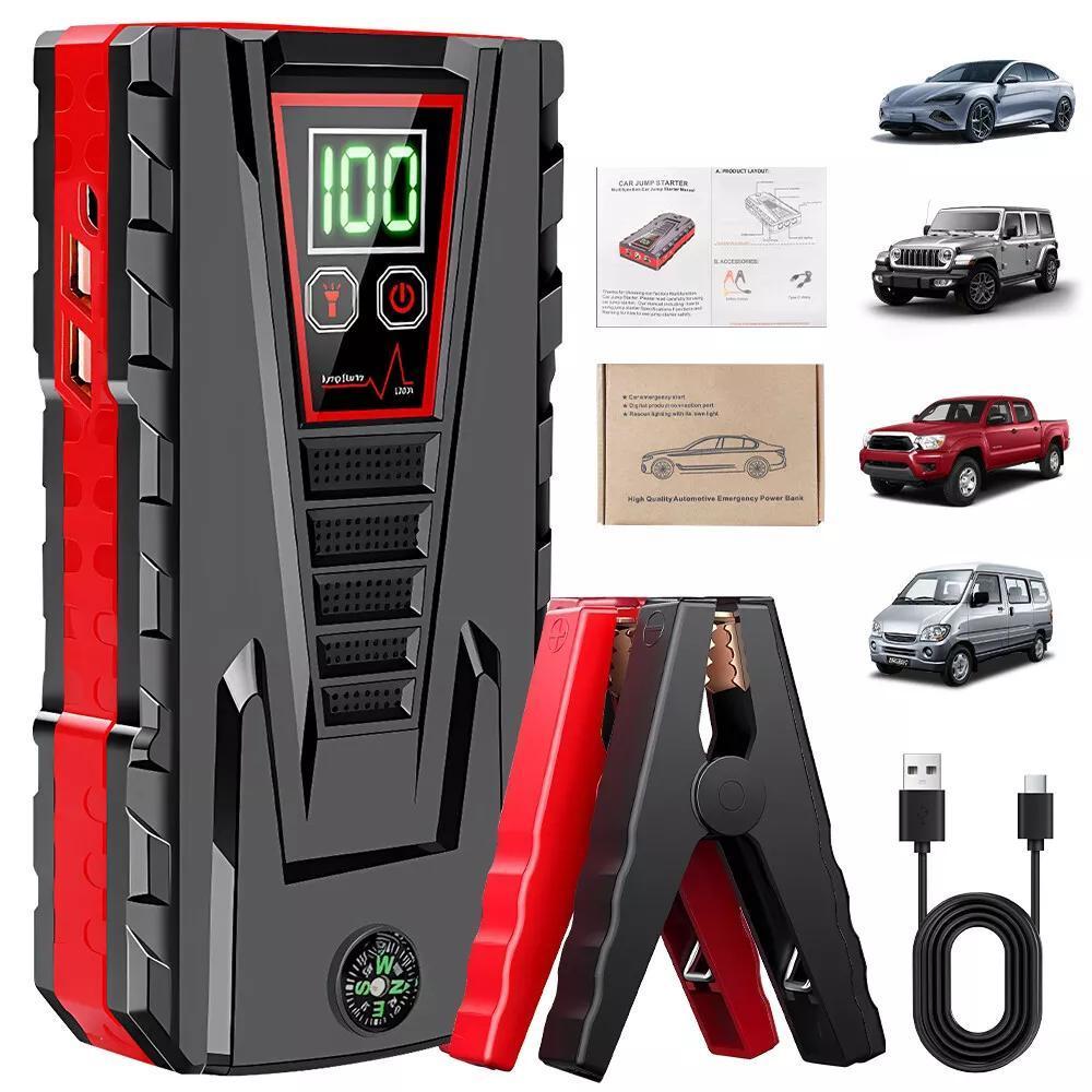 Car Jump Starter Pack -Booster Battery Charger Emergency Power Bank 6000A Peak, Portable Multi Function Car Jump Starter Emergency Booster, Car Emergency Mobile Power Battery Gasoline Diesel Car Starter With LED Flashlight, Suitable for suv, truck, diesel