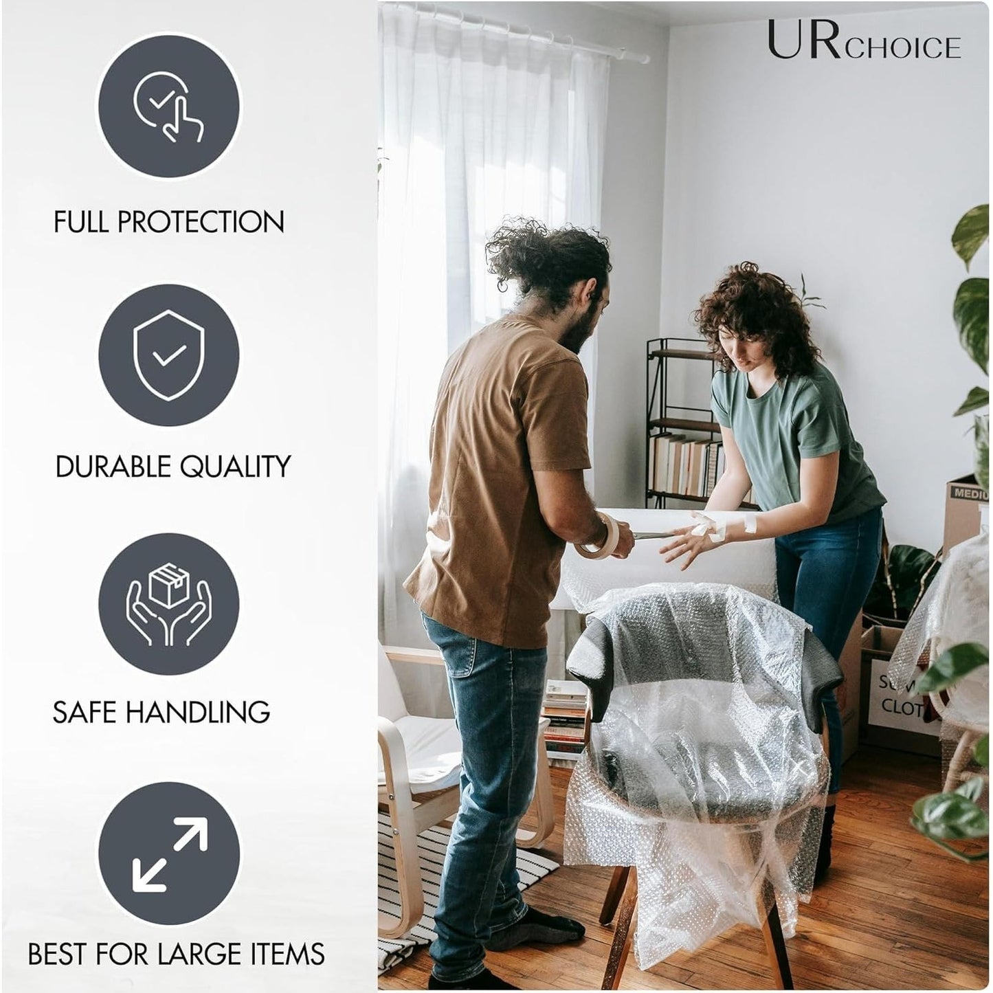 Packaging Wrap Roll of Premium Quality Polythene Small | Thicker & Durable | Ideal for Packaging, Delivering, and Moving Home/Office | Strong Protective