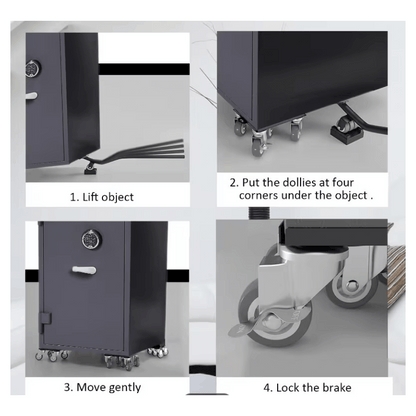 1 Set Five Wheel Load-Bearing Moving Universal Wheel Moving Tools, Universal Wheel with Brake, Equipped with Extended Pry Bar+4 Pads+4 Pads, Suitable for Heavy Objects Such As Beds, Sofas, Refrigerators, Air Conditioners, Washing Machines