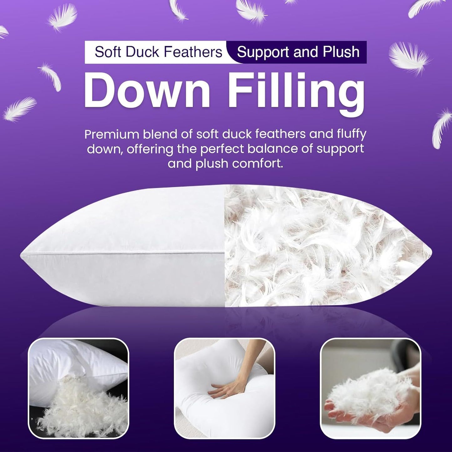 Duck Feather & Down Pillows Fluffy Filled Hotel Quality 100% Soft Luxury Microfiber Pack of 1or 2 & 4 From Local Warehouse