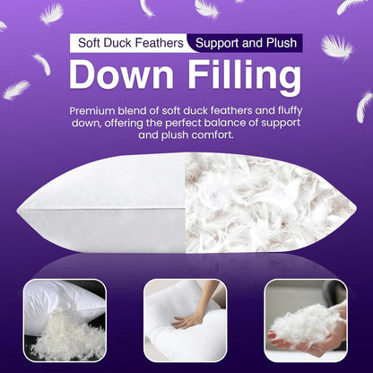 Duck Feather & Down Pillows Fluffy Filled Hotel Quality 100% Soft Luxury Microfiber Pack of 1or 2 & 4 From Local Warehouse