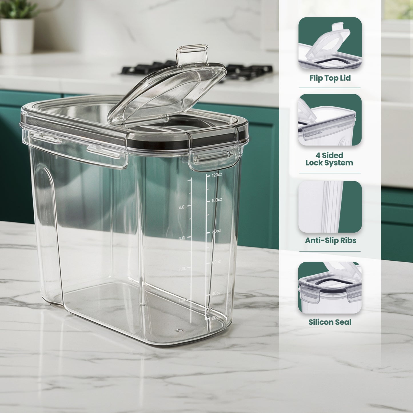 Kichly Cereal Dispenser & Storage Container for Kitchen & Pantry – Air Sealed Kitchen Organizers and Storage Box - Plastic – Dry Food Organizer