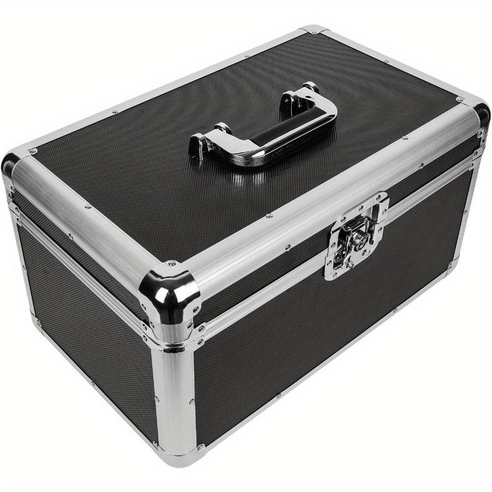 7" LP Vinyl Record Storage Box - Aluminum Flight Case with Lockable Design, Portable DJ Carry Case for 200 Vinyl Record Albums