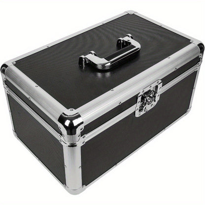 7" LP Vinyl Record Storage Box - Aluminum Flight Case with Lockable Design, Portable DJ Carry Case for 200 Vinyl Record Albums