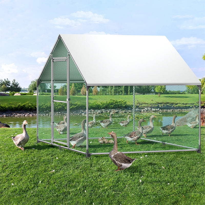 Walk-In Chicken Run 3x2m to 3x8m Galvanised Steel Poultry Cage Outdoor Enclosure for Chickens Rabbits Ducks