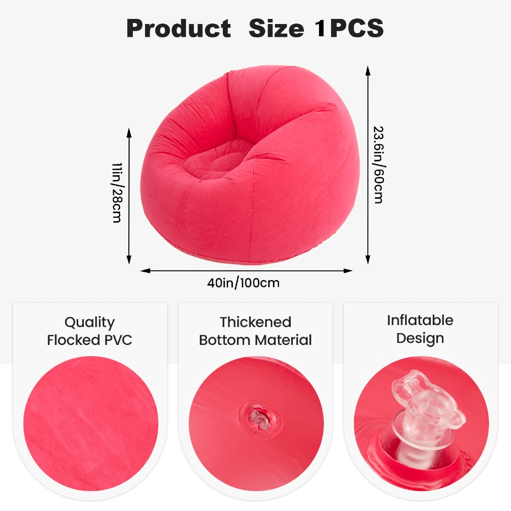 Inflatable Lazy Sofa Plush PVC Thick Bottom Outdoor Indoor Portable Folding Single Air Chair 1pc