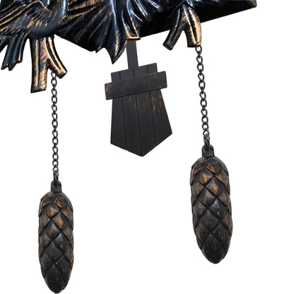 Cuckoo Clock Wall Battery Operated Pendulum – Vintage Chiming Bird Flapping Volume Adjustable – Black Forest Style Wall Clock for Living Room Office Home Décor