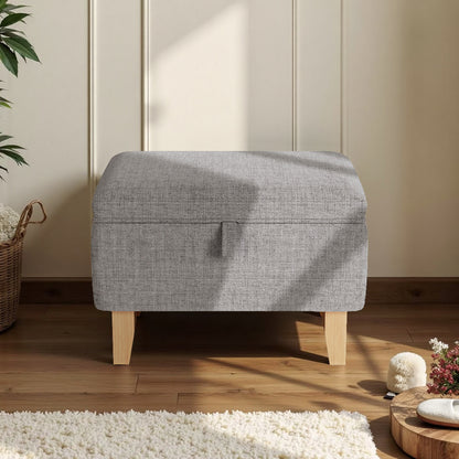 Linen Padded Storage Stool Ottoman Storage Box Footstool Living Room Bedroom Hallway Shoe Stool Footrest