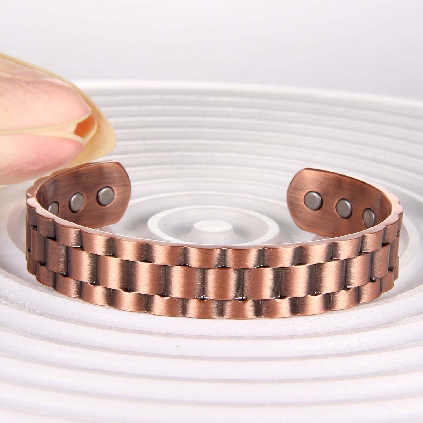 Ultra Strength Magnetic Copper Bangle Bangle Bracelet for Men, Men's Copper Bangle Bangle Bracelet for Husband,Grid Design Adjustable 99.99% Pure Copper Magnetic Cuff Bangle Brazaletes Jewelry Gift for Valentine's Day