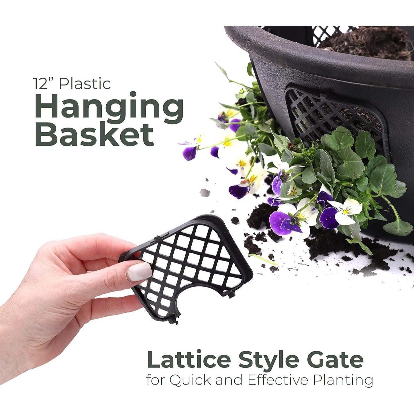 12 Inch Indoor Outdoor Balcony Patio Hanging Basket Set of 4