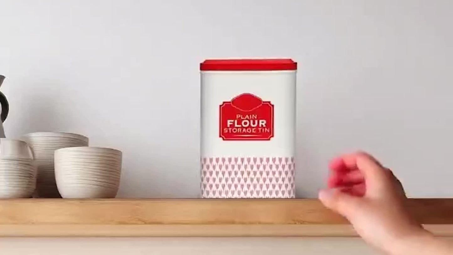 Flour Storage Containers | Self Raising Flour Tin with Lid |1 Kg| 18.5 X 9.2 X 12 Cm Storage Tins to Keep Flour Fresh & Clean (Self Raising & Plain)