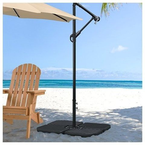 Costoffs 4-piece Umbrella Base Stand Fillable Patio Umbrella Base with Anti-slip Base, Cantilever Market Umbrella for Outdoor/Lawn/Garden/Backyard, Black