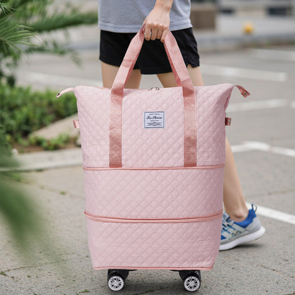 Travel Bag, Multifunctional Luggage Bag, Expandable Luggage Suitcase, Carry on Bag, Rolling Duffle Bag with Detachable Wheels, Travel Essentials Bag, Large Capacity with Zipper Closure, Ideal for Fitness, Yoga, and Everyday