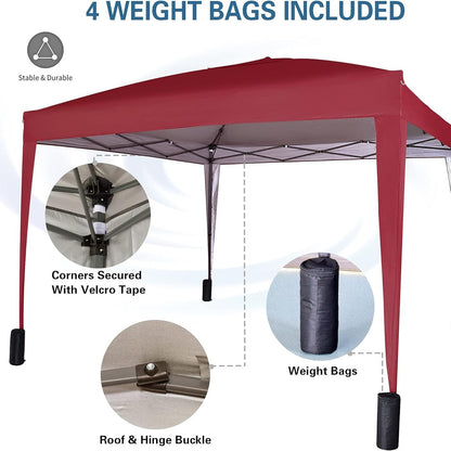 Pop-up Gazebo 3m x 3m with Sides & 4 Weight Bags & Silver Protective Layer Waterproof Marquee Canopy