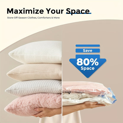 11pcs Vacuum Compression Storage Bags Set with Portable Hand Pump - Large + Medium + Small + Hand Pump - Suitable for Bedding, Clothes, Travel Essentials, Luggage Vacuum Seal Bags, Thickened Material, No Electricity Required