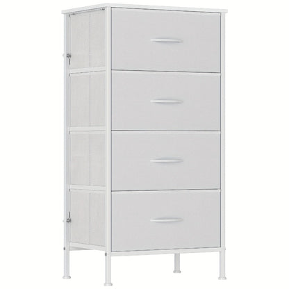 4-Drawer Tall Dresser Storage Cabinet with MDF Wood Top & Metal Frame – Freestanding Vertical Tower Chest of Drawers for Bedroom Living Room 68cm Height 6 Colours