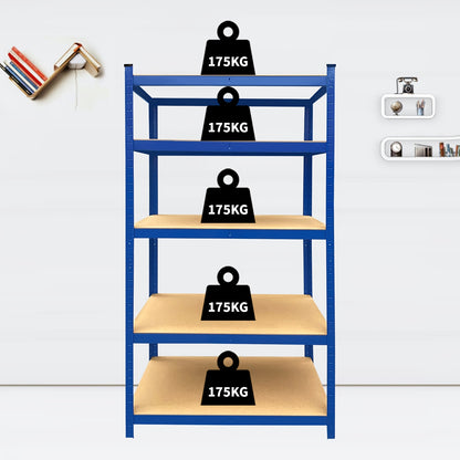 5-tier Heavy-duty Racking, Bolt-free Industrial Racking, Adjustable Metal Storage Rack, Maximum Load Capacity Up to 875kg, Store Display Rack for Home, Garage, Shed, Warehouse, Office, Basement, 150/180cm, Utility Racks
