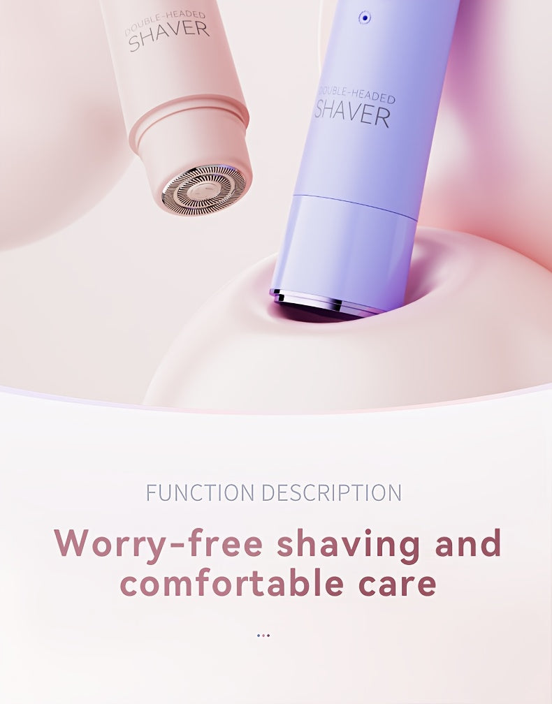 Women'S Double-Headed Shaver; Full Body Hair Removal Machine Home Use Travel Razor 2-In-1 Electric Shaver Suitable for Bikini, Eyebrows, And Armpits; Dry And Wet Trimmer Rechargeable, Cordless - Painless Hair Removal; Gentle And Light Beige-Friendly