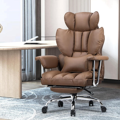 GartistGo Executive Office Chair Desk Chair, PU Computer Recliner, Ergonomic Office Chair with Footrest, Heavy Duty Leather Office Chairs for Home Office, High Back Swivel Chair
