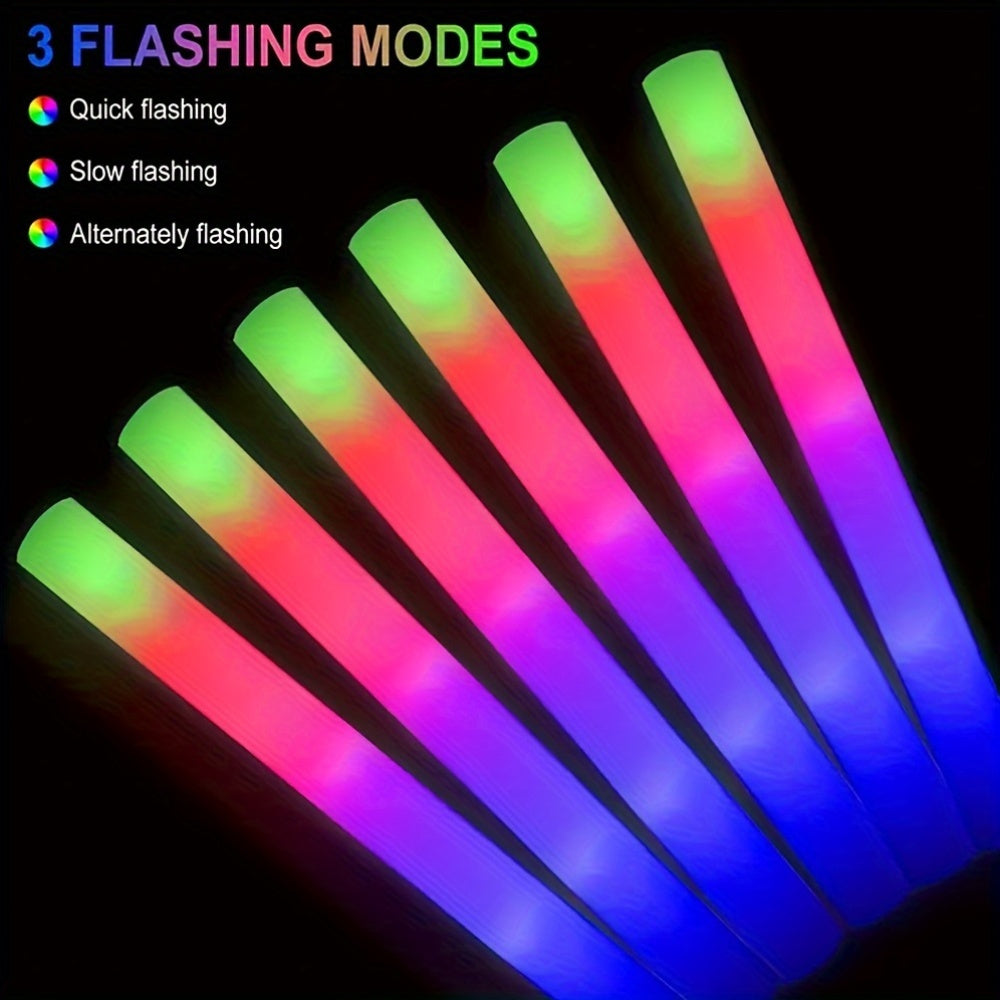 50pcs LED Foam Glow Sticks Wholesale - Party Set, Three-Color Flashing, Suitable for Weddings, Sports Events, Concerts, Camping, and Nighttime Glow Celebrations, the Best Supply Set for Party Activities