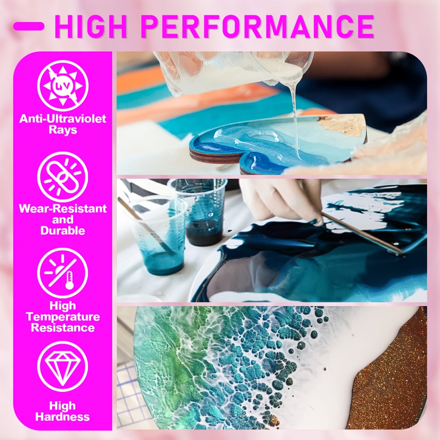 1000Ml (36Oz) Epoxy Resin Complete Kit with All Additions - Includes Molds, Measuring Cups, Glitter, Dried Flowers, And More. Crystal Clear Art-Grade Resin, Ideal for Coating, Casting, Jewelry, Tabletops, Bar Tops, Perfect for Enthusiasts