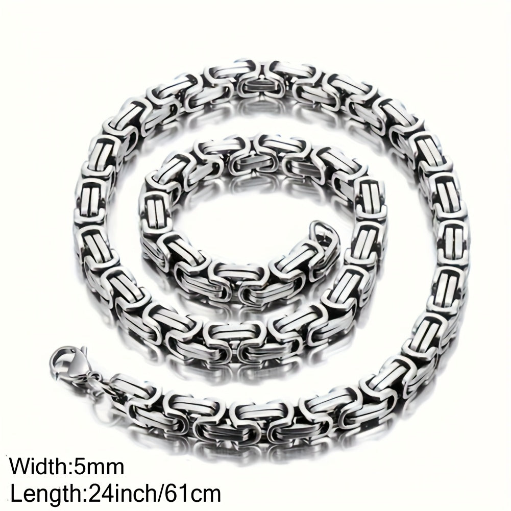 Men'S Necklace Hip Hop Chain 304 Stainless Steel Necklace Byzantine Link Chain for Men Gift