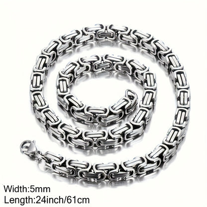 Men'S Necklace Hip Hop Chain 304 Stainless Steel Necklace Byzantine Link Chain for Men Gift