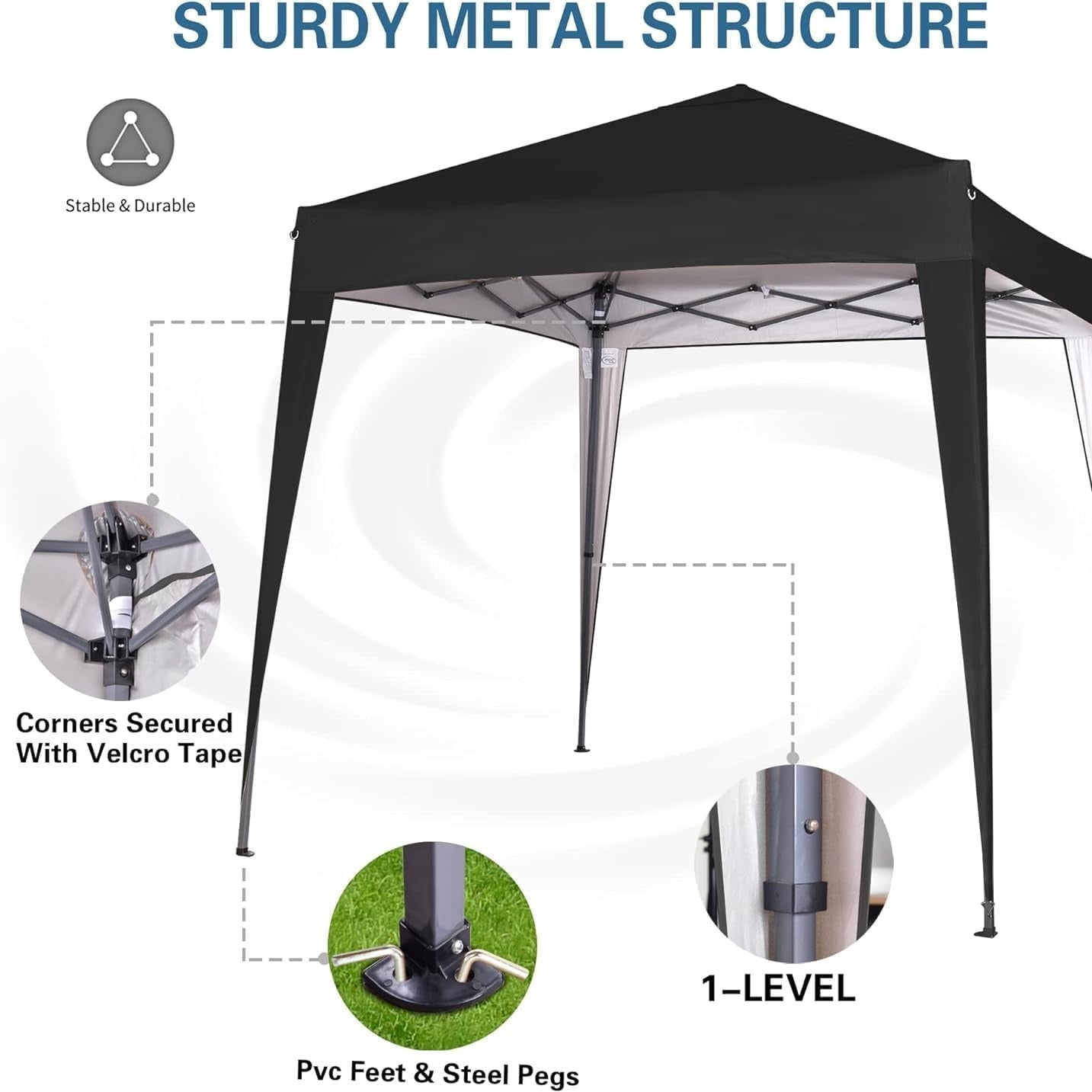 Pop-up Gazebo 2m x 2m With Sides Silver Protective Layer Waterproof Marquee Canopy