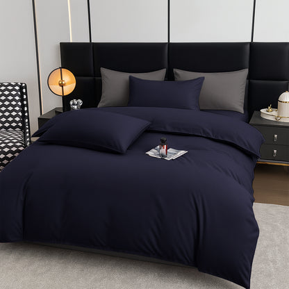 4pcs Brushed Solid Color Duvet Cover Set, Ultra-Soft & Breathable Microfiber, Includes 1pc Duvet Cover, 2pcs Pillowcases, 1pc Fitted Sheet, Single, Double, King, Super King Sizes