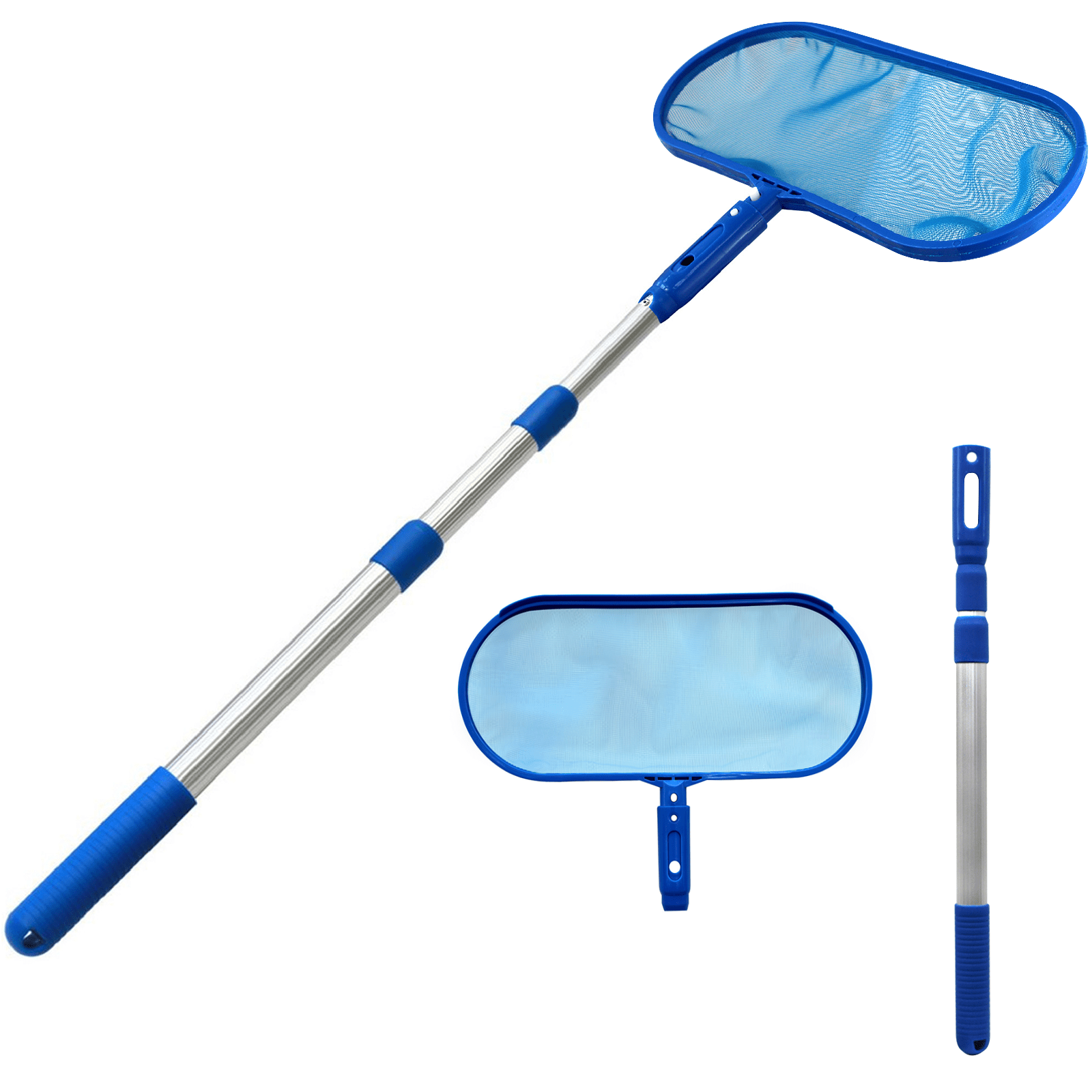 Pool Skimmer Net with Extendable Telescopic Pole – Aluminium Fine Mesh Leaf Skimmer for Swimming Pool, Pond, Spa & Fish Tank