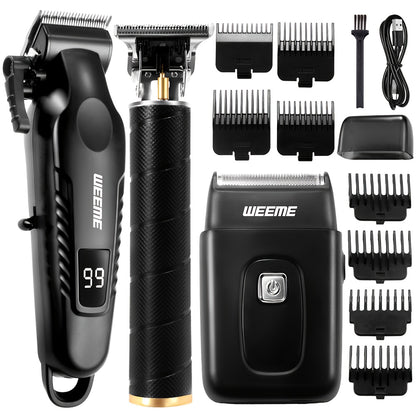 WEEME Hair Clippers 4pcs 3pcs 2pcs Black Golden for Men Professional, Beard Trimmer Kit, Cordless Clippers And Trimmers Set, Electric Razor Shavers And Nose Trimmer, Mens Grooming Kit for Barber, Valentines Day for Him Father'S Day Gift for Men