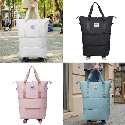 Travel Bag, Multifunctional Luggage Bag, Expandable Luggage Suitcase, Carry on Bag, Rolling Duffle Bag with Detachable Wheels, Travel Essentials Bag, Large Capacity with Zipper Closure, Ideal for Fitness, Yoga, and Everyday