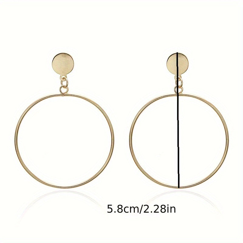 5-Pair Vintage Fashion Geometric Metal Round Stud Earrings Set, Wedding Party Earrings for Various Occasions, Random Shipping (No Duplicates)