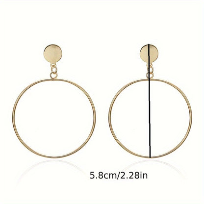 5-Pair Vintage Fashion Geometric Metal Round Stud Earrings Set, Wedding Party Earrings for Various Occasions, Random Shipping (No Duplicates)
