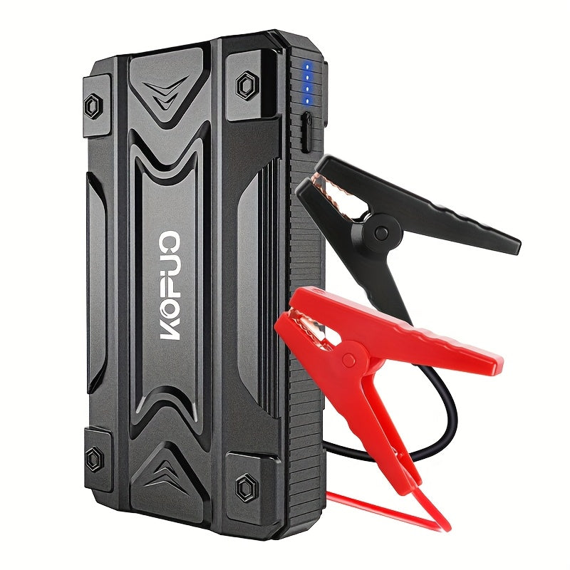 KOPUO Car Battery Jump Starter Portable 3000A: Supports 1.32gal Gas/1.06gal Diesel, with Safe Jumper Cables+Fast Charge+LED Light/SOS, Essential for Camping Trips/Long-Distance Road Trips/Vehicle Breakdowns