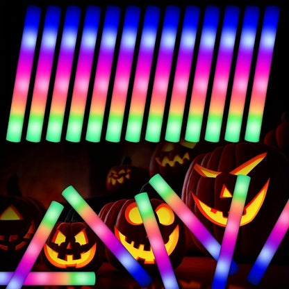 LED Foam Light Up Sticks 42-Pack | 3-Colour Glow Sticks Bulk Party Favours for Weddings, Concerts, Sports Events, Camping & Glow Parties | Flashing Foam Batons