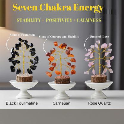12pcs Crystal Tree Set Mini 7 Chakra Gemstone Trees Handmade Natural Stone Desk Decor Good Luck Gift for Women Home & Office Decoration