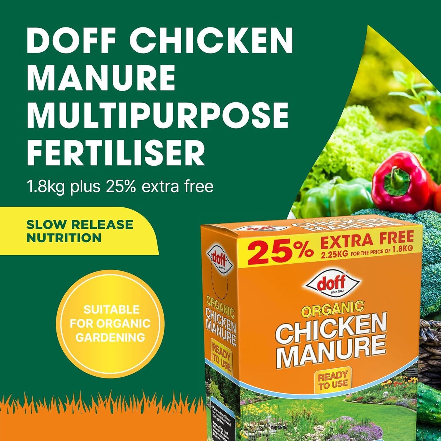 Doff Pelleted Chicken Manure Fertilizer 25% Extra Free