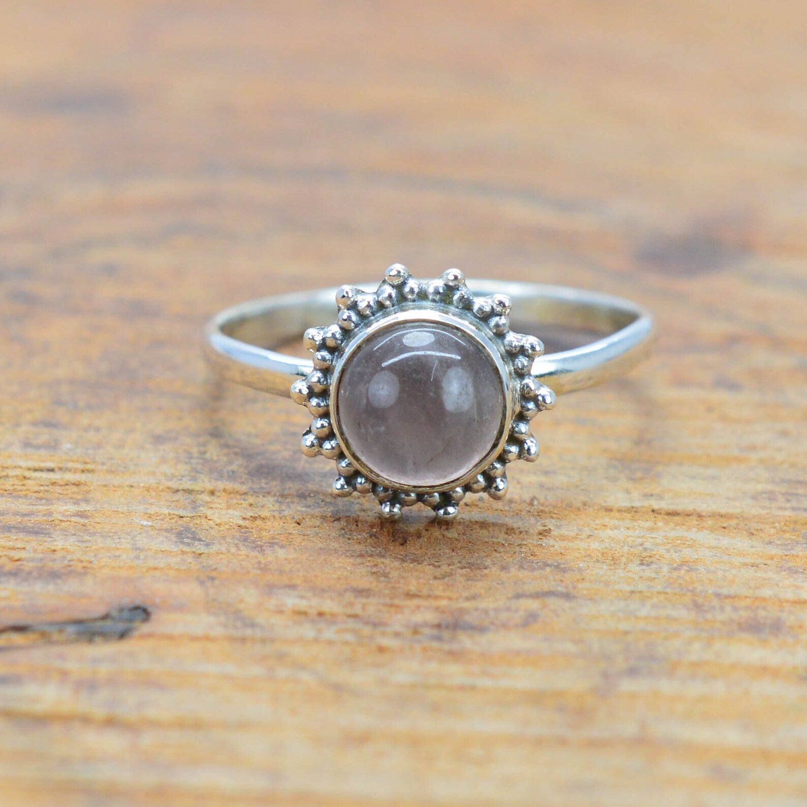 Ring Sterling Silver Gemstone Flower for layering and statement styling