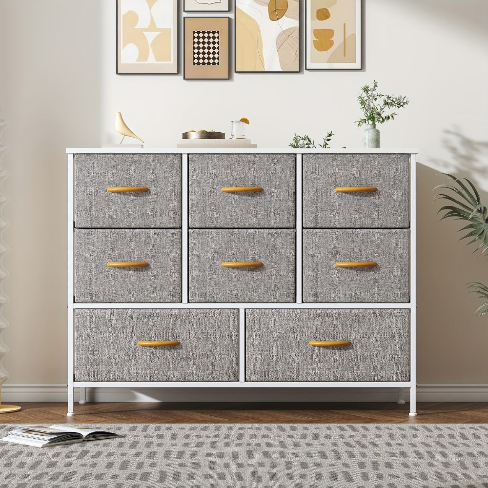10-Drawer Dresser with Metal Frame & Fabric Drawers – MDF Top, Adjustable Legs & Anti-Tip Safety for Bedroom, Closet, Living Room & Office