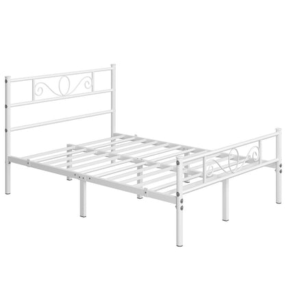 Costoffs Metal Platform Bed, Metal Bed Base, Metal Bed Frame with Scroll Design Headboard and Footboard, Mattress Foundation, Easy Assembly Bed, Bedroom Furniture, Metal-Framed Bed Base with Storage, Black/White/Pink
