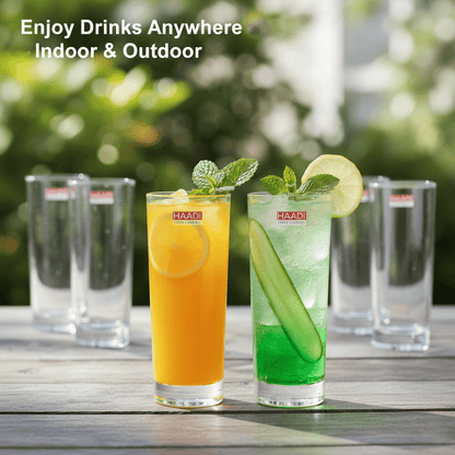 Drinking Glasses 6 Pcs 270ml, Clear Glass Cups Set for Water, Juice, Soft Drinks, Kitchen Use