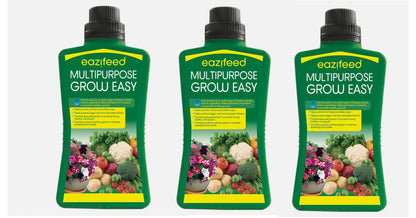 3x Eazifeed Multipurpose Grow Easy 500ml Liquid Plant Food Concentrated Garden Nutrient Solution for Flowers, Vegetables & Houseplants, Fast Acting Growth Support Formula